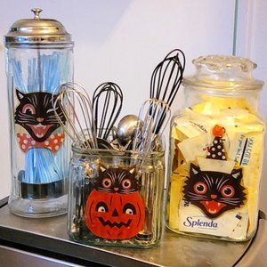 Vintage Cat & Pumpkin Halloween Window Clings